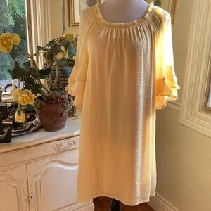 Anthropologie Naïf Soft Yellow Lined Boho Dress Size L